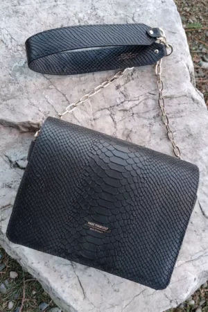Czarna torebka Cube black python set V chain