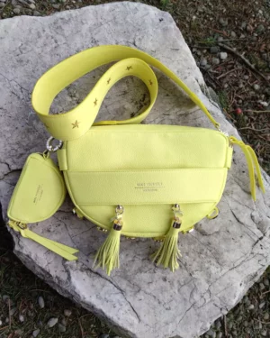 Żółta torebka z frędzlami duo Luna yellow set I