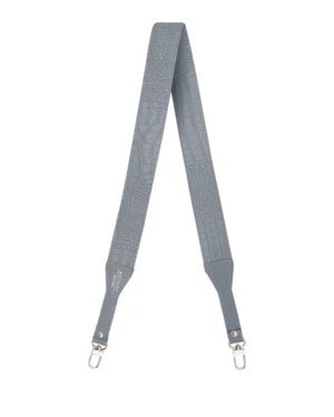 Glossy Cro Skórzany długi szeroki pasek do torebki SLIM - misty gray