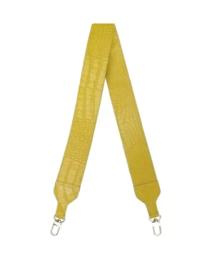 Glossy Cro Yellow Skórzany długi szeroki pasek do torebki
