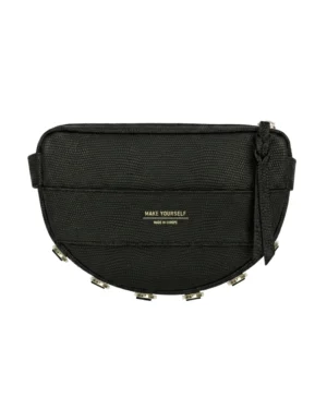 Skórzana torebka półksiężyc LUNA M Rich Black Lizard