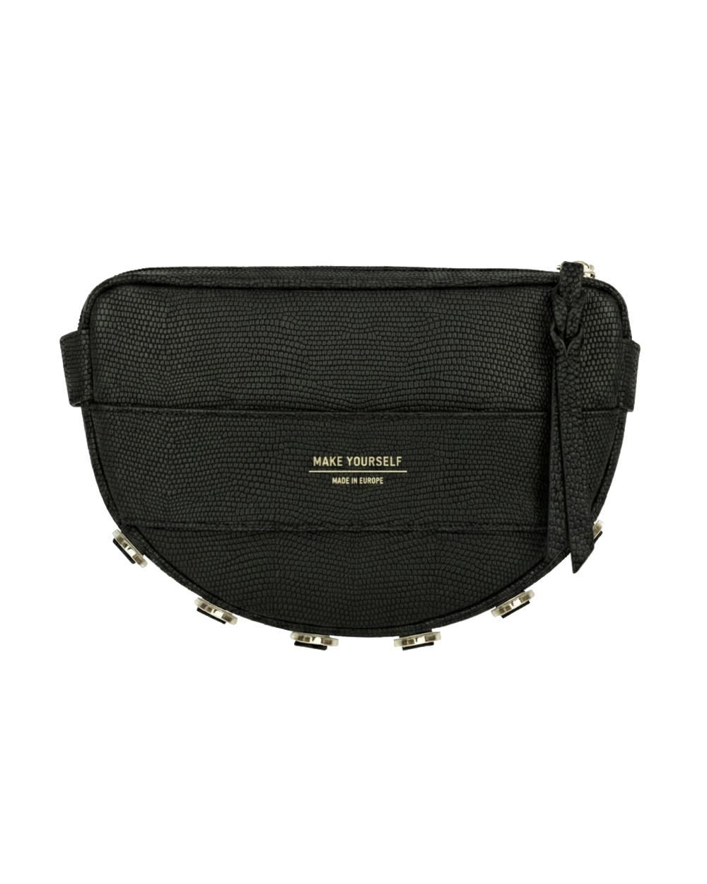 Skórzana torebka półksiężyc LUNA M Rich Black Lizard