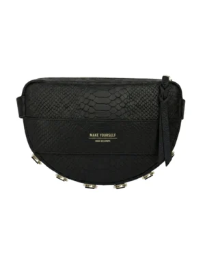 Skórzana torebka półksiężyc LUNA M Rich Black Python