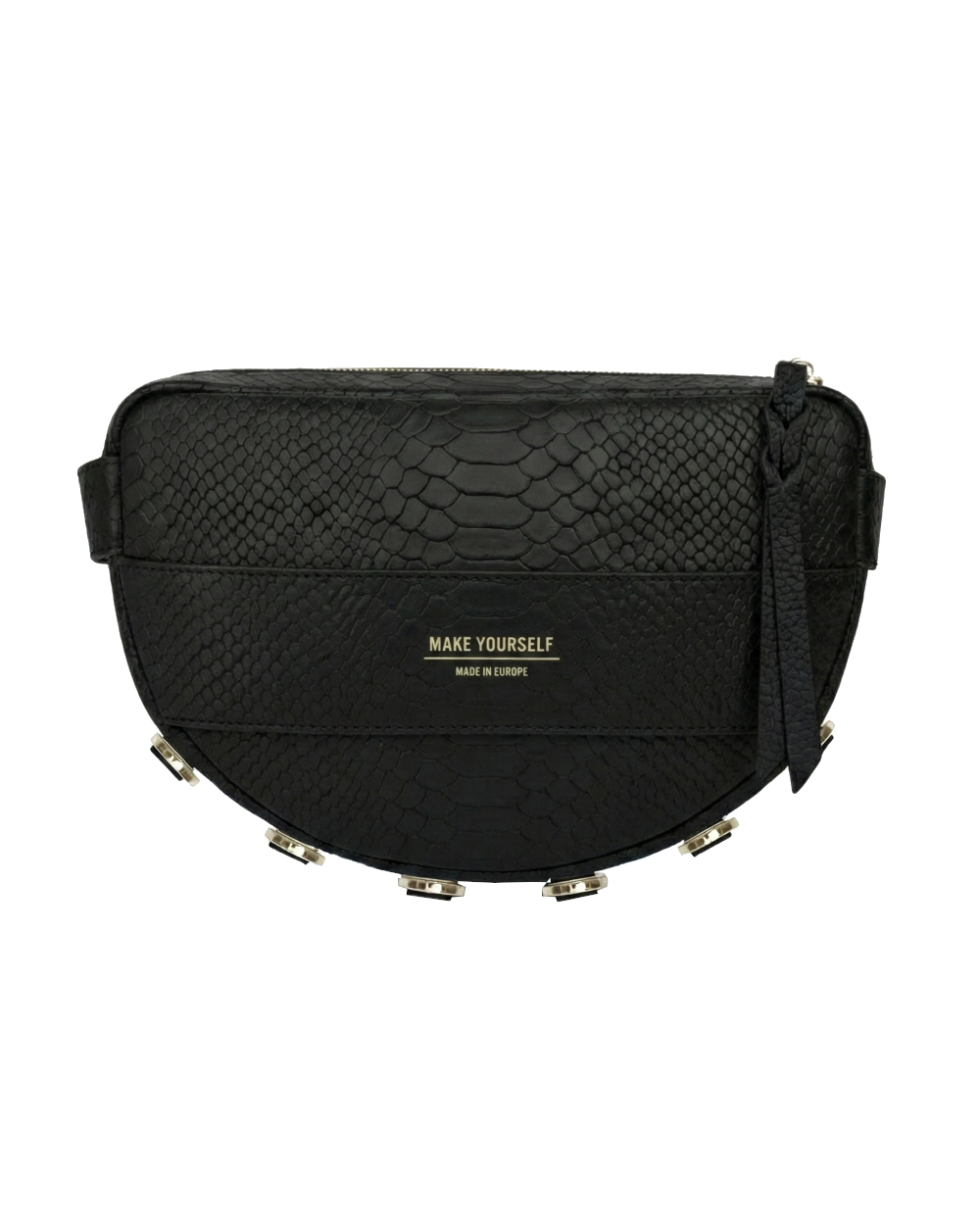 Skórzana torebka półksiężyc LUNA M Rich Black Python