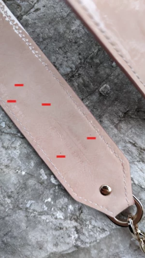Długi skórzany pasek do torebki z łańcuszkiem Pink Pocelain defekt