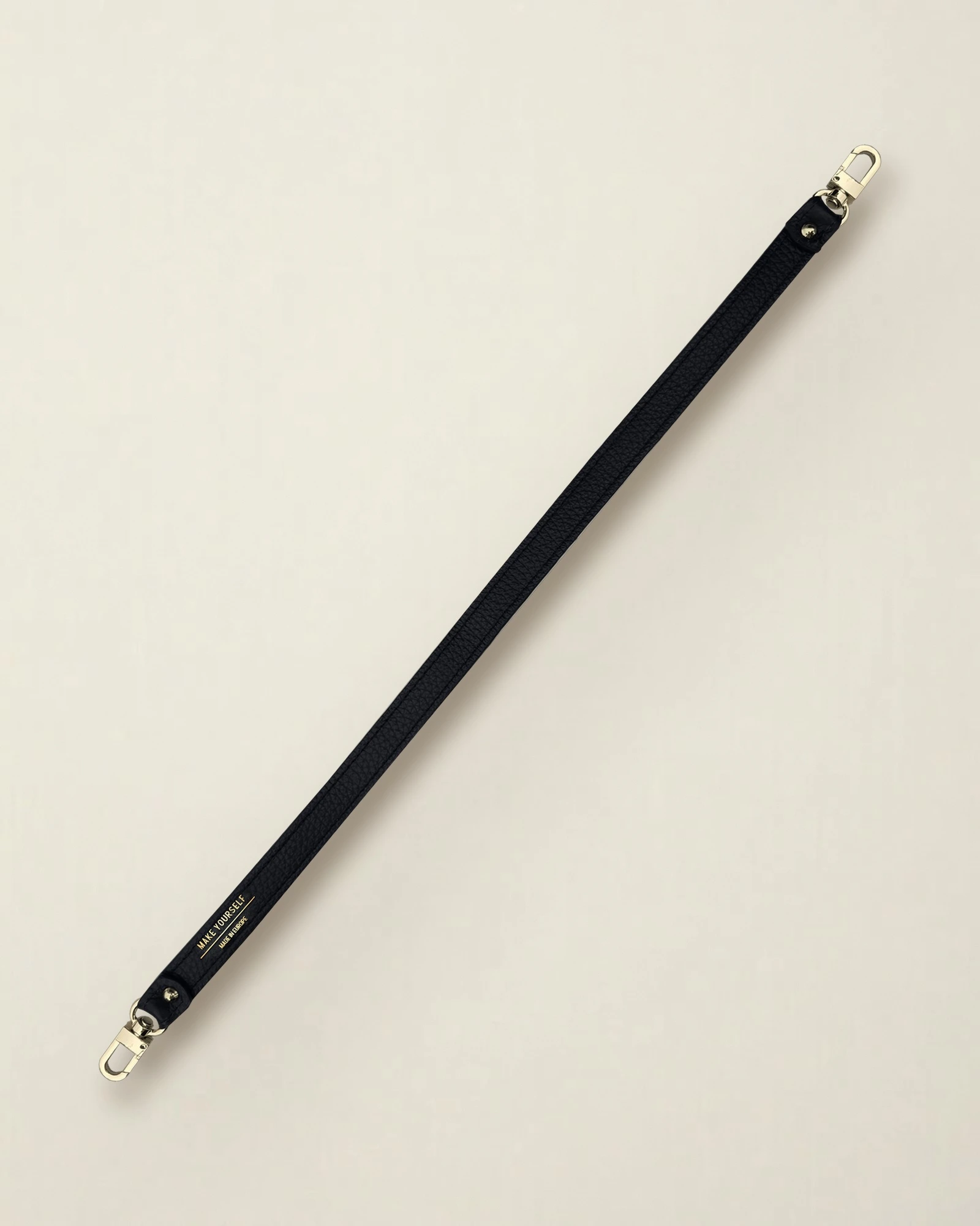Skórzany krótki pasek do torebki THIN Grain Black – Make Yourself