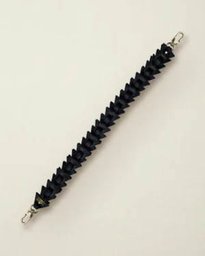 Skórzany ozdobny krótki pasek do torebki TRIANGLE Grain Black – Make Yourself