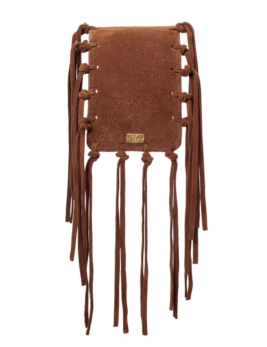 Klapa zamszowa do torebki RECTANGULAR FRINGES ginger