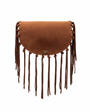 Klapa zamszowa do torebki MOON FRINGES cinnamon