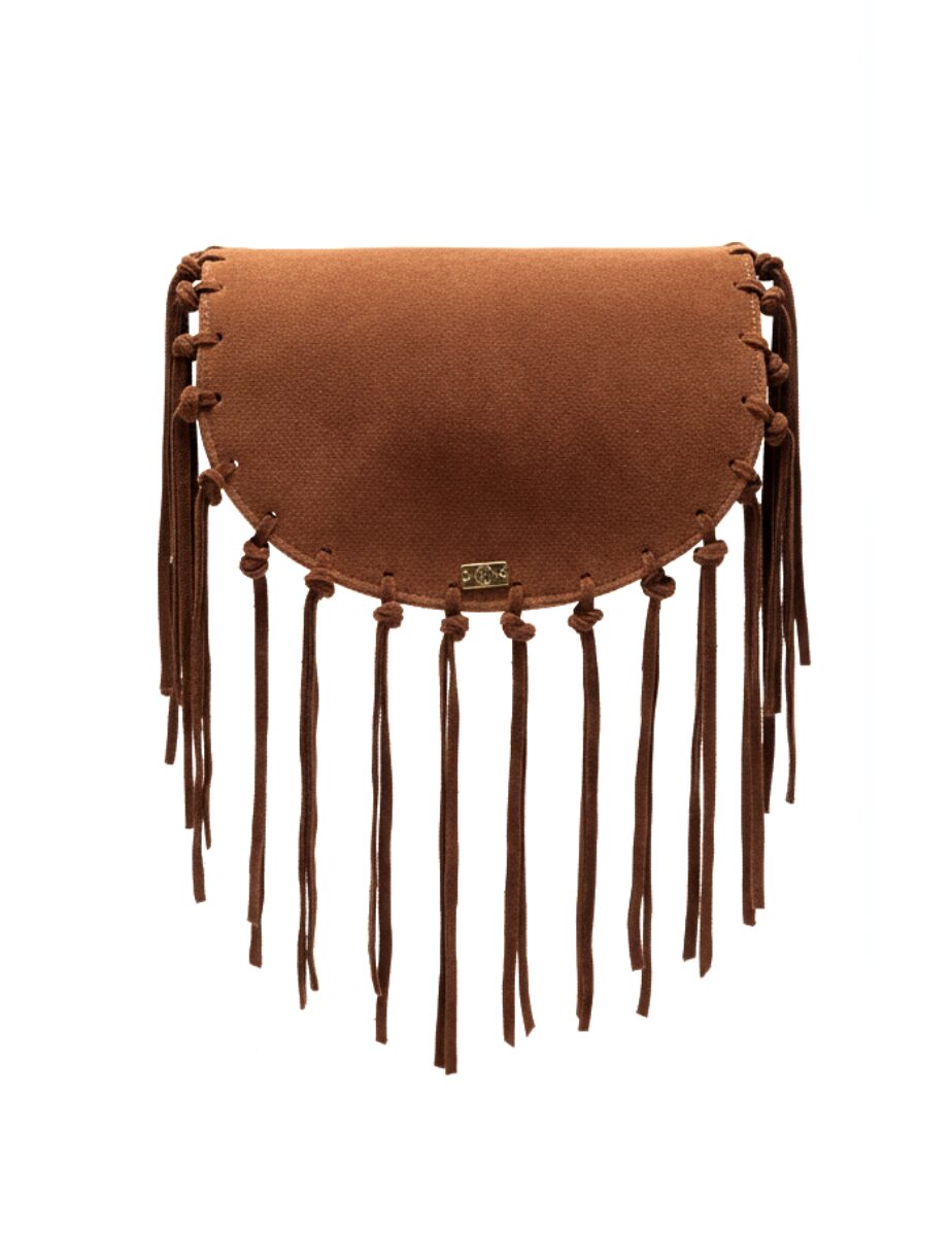 Klapa zamszowa do torebki MOON FRINGES cinnamon