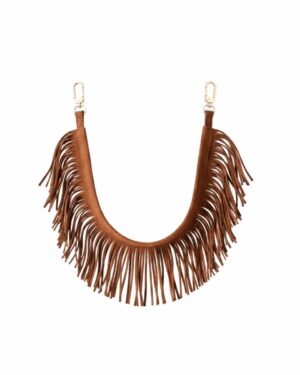 Krótki pasek zamszowy z frędzlami SWISH amber