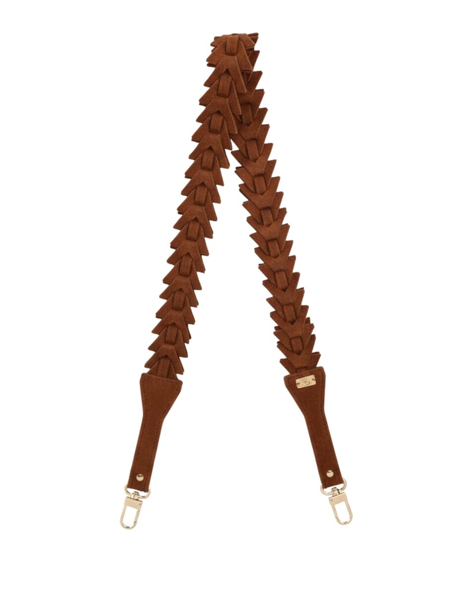 Długi pasek zamszowy do torebki TRIANGLE ginger