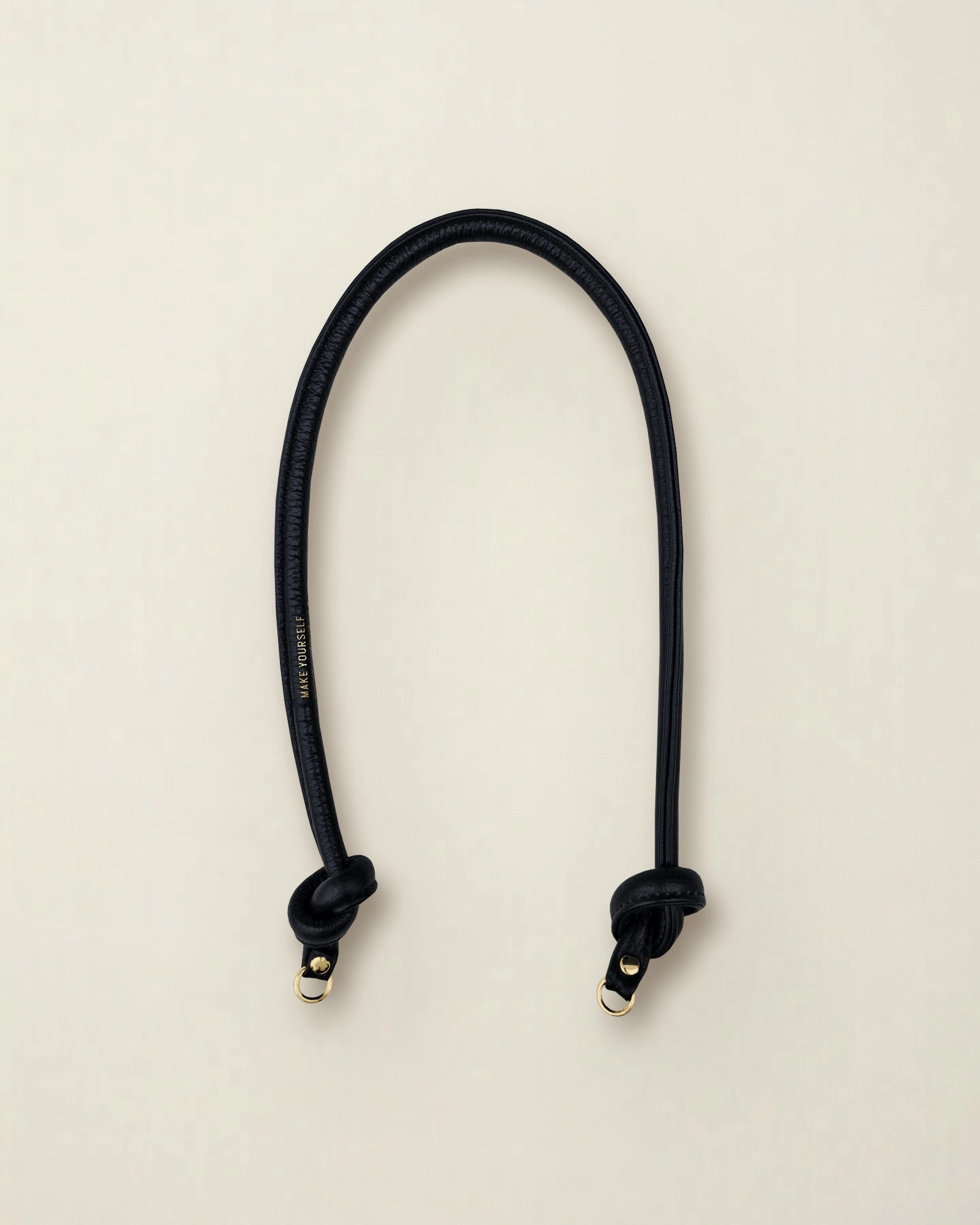 Skórzany wiązany pasek do torebki KNOT Grain Black – Make Yourself