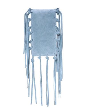 Klapa zamszowa do torebki RECTANGULAR FRINGES blue spice