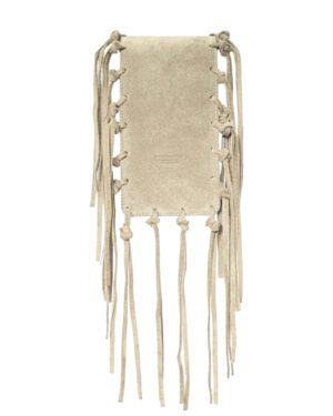 Klapa zamszowa do torebki RECTANGULAR FRINGES vanilla