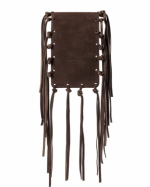 Klapa zamszowa do torebki RECTANGULAR FRINGES dark choco