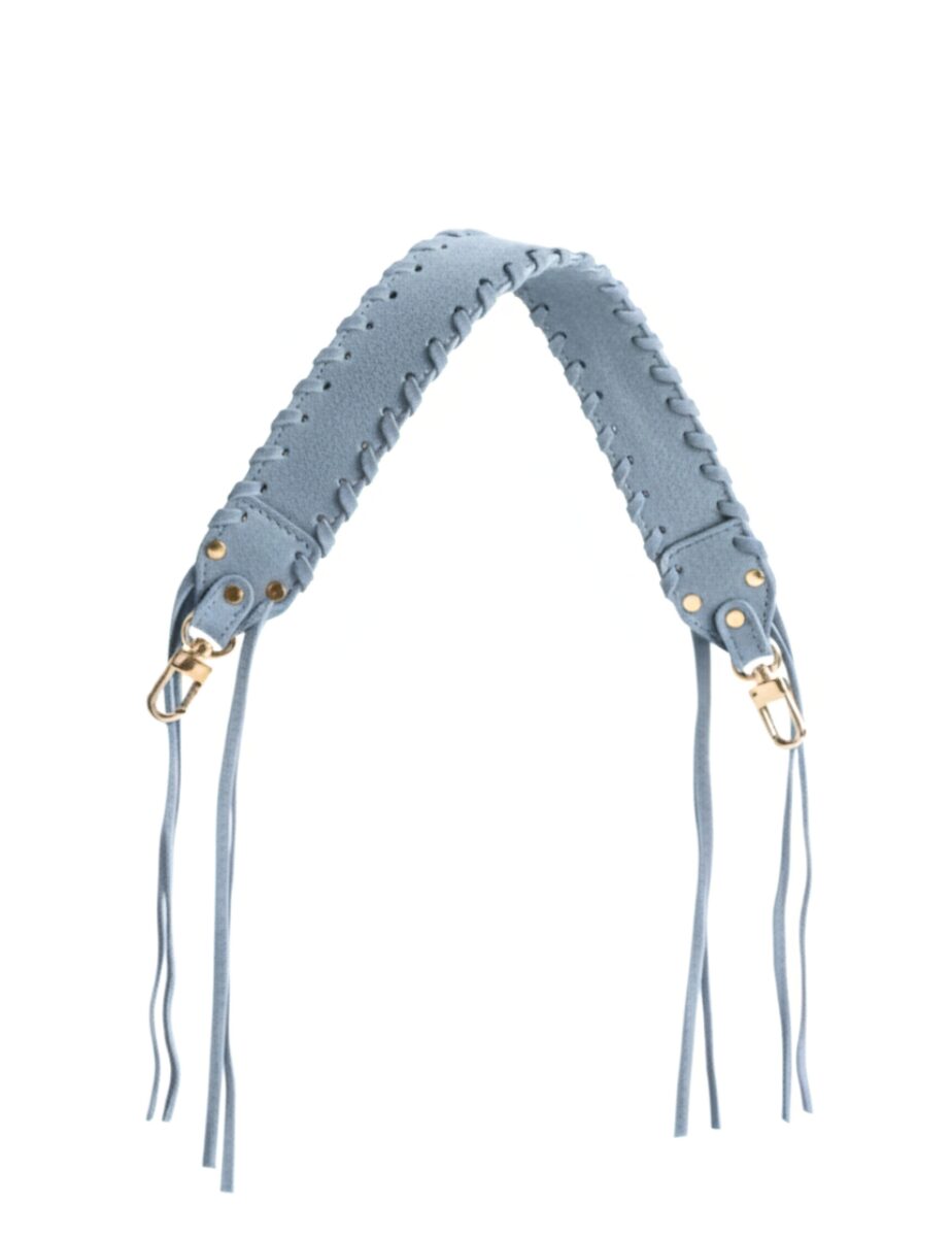 Krótki pleciony pasek zamszowy FRINGES blue spice