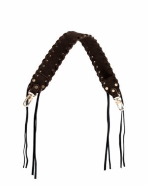 Krótki pleciony pasek zamszowy FRINGES dark choco