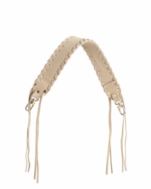 Krótki pleciony pasek zamszowy FRINGES vanilla