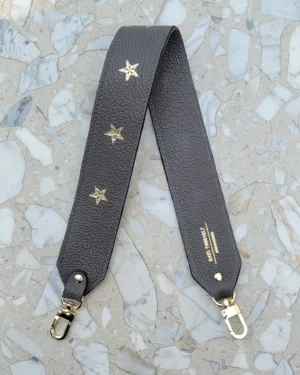 Skórzany krótki pasek do torebki graphite