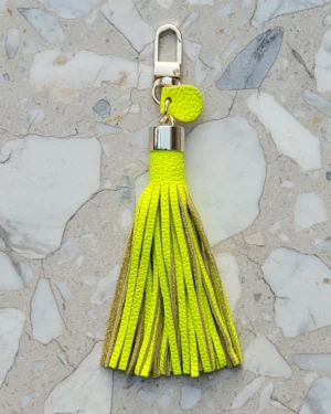 2 Frędzle skórzane do torebki SIMPLE Neon Yellow