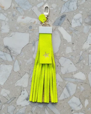 2 Frędzle skórzane do torebki STARS Neon Yellow