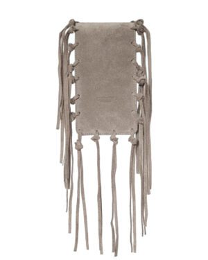 Klapa zamszowa do torebki RECTANGULAR FRINGES nutmeg