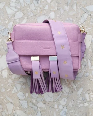 Skórzana torebka pudełkowa Cube STARS Lilac Ombre Quartz