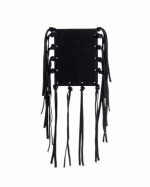 Klapa zamszowa do torebki RECTANGULAR FRINGES black sesame