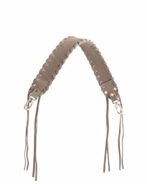 Krótki pleciony pasek zamszowy FRINGES nutmeg