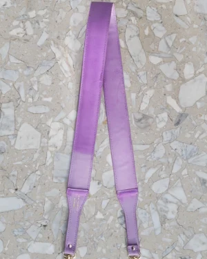 Skórzany długi pasek do torebki SLIM Lilac Ombre
