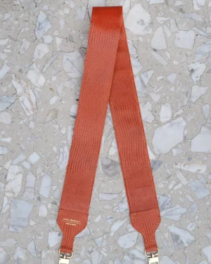 Skórzany długi pasek do torebki Orange Lizard