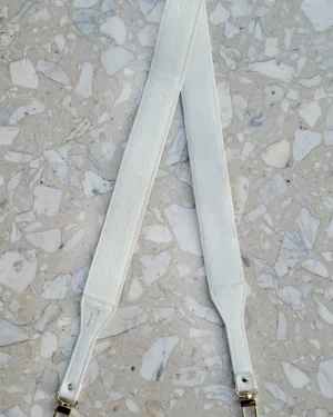 Skórzany długi pasek do torebki White