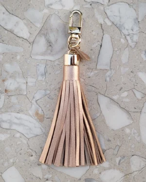 2 Frędzle skórzane do torebki SIMPLE Pink Pearl