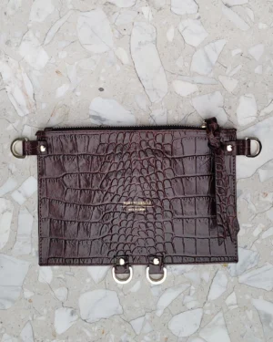 Skórzana brązowa torebka saszetka Baby clutch Umber Brown Cro