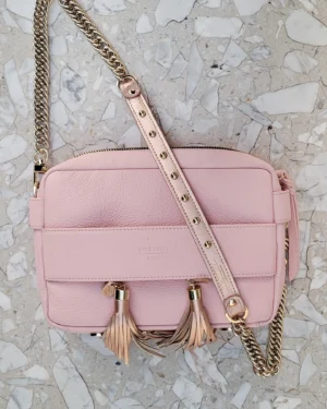 Skórzana torebka pudełkowa Cube Rose Quartz Pink Pearl