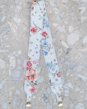 Skórzany długi pasek do torebki Floral