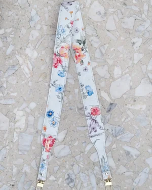 Skórzany długi pasek do torebki SLIM Floral