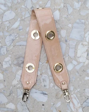 Skórzany Krótki Pasek Do Torebki Pink Porcelain