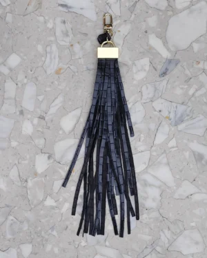 2 Frędzle skórzane do torebki MAXI Black Braid