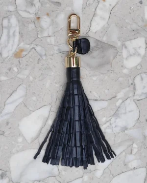 2 Frędzle skórzane do torebki SIMPLE Black Braid