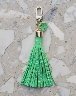 2 Frędzle skórzane do torebki SIMPLE Neon Green Cro