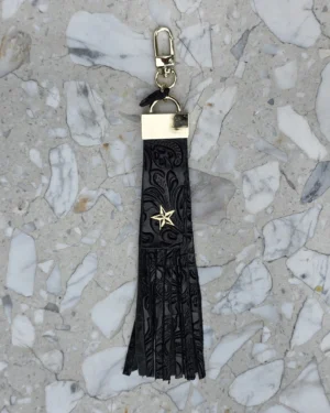 2 Frędzle skórzane do torebki STARS Black Wild Roses