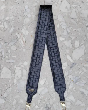 Skórzany długi pasek do torebki Black Braid