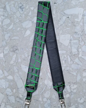 Skórzany długi pasek do torebki Neon Black Cro