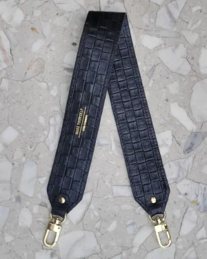 Skórzany Krótki Pasek Do Torebki Black Braid