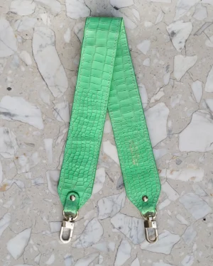 Skórzany Krótki Pasek Do Torebki Neon Green Cro