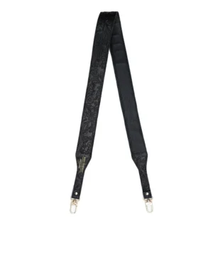 Długi pasek skórzany Black Wild Roses SLIM