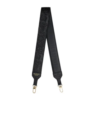 Długi pasek skórzany Black Wild Roses