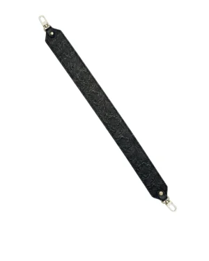 Krótki skórzany pasek Black Wild Roses